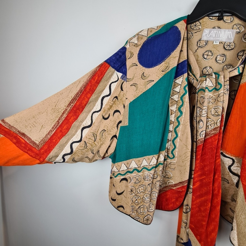 VTG Platinum Dorothy Schoelen Color Block Blazer Large Art To Wear Unique Retro - Picture 6 of 10